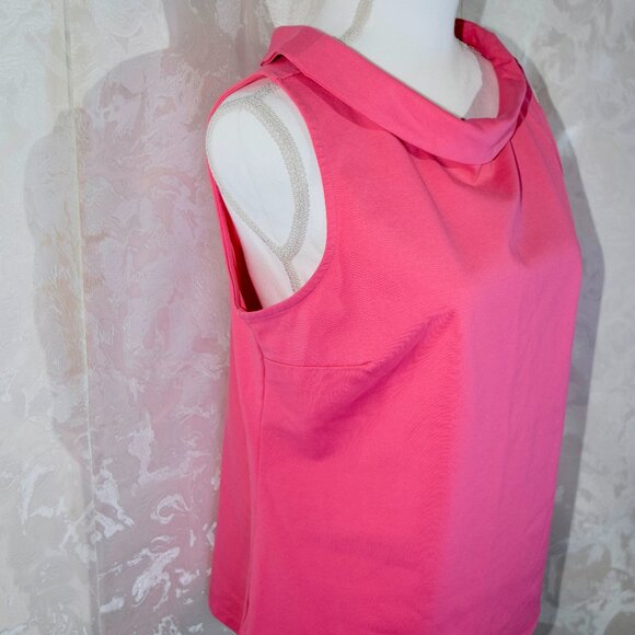 Talbots Hot Pink Sleeveless Cowl Neck Blouse Top Knit Stretch Women's L - Picture 4 of 5